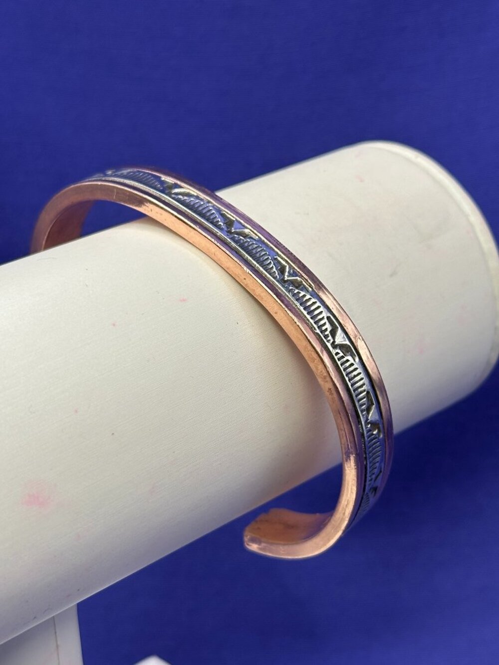 Wylie Secatero Navajo Copper & Sterling Silver Overlay Cuff Bracelet